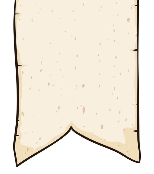 古い羊皮紙で作られたペナントの形をしたテンプレート 白を基調とした漫画風のデザイン — ストックベクタ