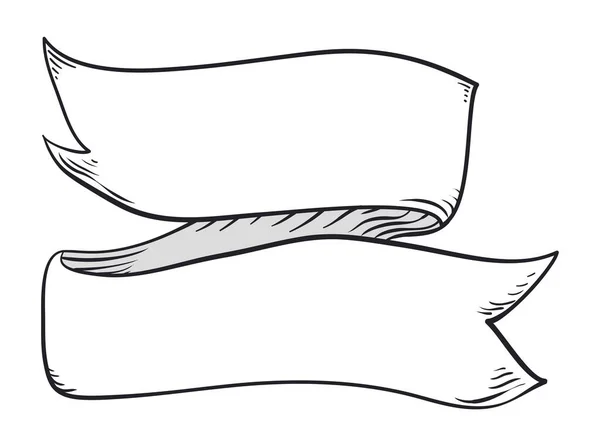 手描きのスタイルでブランク折りたたみリボン レトロ調のテンプレートデザイン — ストックベクタ