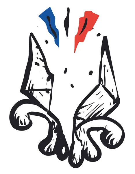 Сломанный Символ Флер Лис Украшенный Французскими Цветами Ручной Рисунок Белом — стоковый вектор