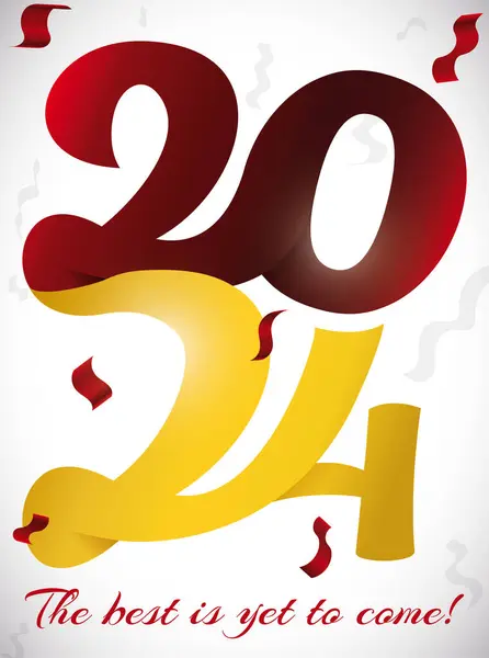 シルバー 24と良い願望のメッセージで優雅な新年の挨拶赤い背景 ストックイラスト