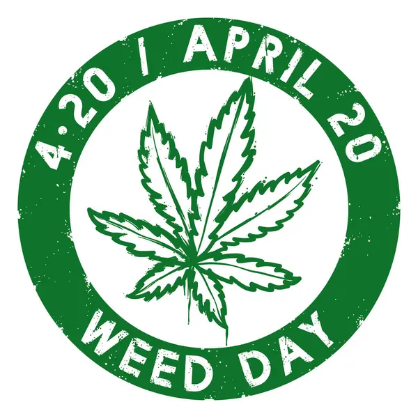 この3月20日を祝うために大麻の葉で染められたスタンプ420または雑草の日 ベクターグラフィックス