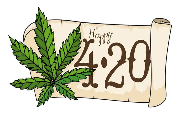 大麻の葉は 幸せな4 20を発表し パレードと挨拶で包まれました ロイヤリティフリーストックベクター