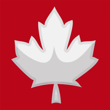 Kırmızı zemin üzerinde gümüş akçaağaç yaprağı olan Kanada hatıra tasarımı.