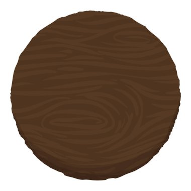 Beyaz arkaplanda ahşap desenli yuvarlak bir şablon.