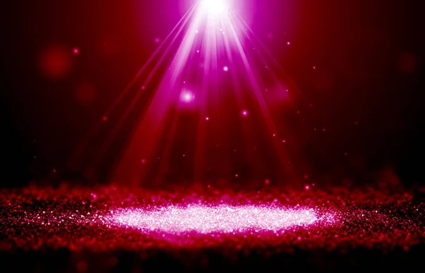 Dark Pink sparkle rays glitter lights with bokeh elegant show on stage abstract background. Dust sparks background. Spotlight background