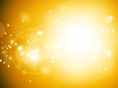 Gold sparkle rays glitter lights with bokeh elegant lens flare abstract background. Dust sparks background.