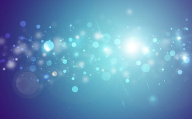 Blue sparkle rays glitter lights with bokeh elegant lens flare abstract background. Dust sparks background.