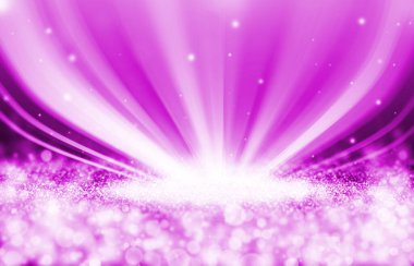 Pink sparkle rays glitter lights with spotlight bokeh elegant show on stage abstract background. Dust sparks background.Spotlight background