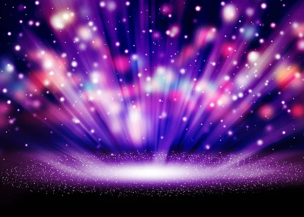 Фиолетовые Блеск Лучи Блестящие Огни Шоу Сцене Bokeh Элегантные Линзы — стоковое фото