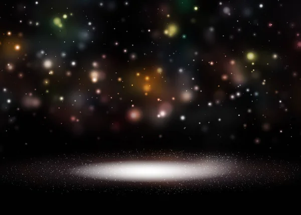 Noite Escura Luzes Brilham Mostrar Palco Com Bokeh Elegante Lente — Fotografia de Stock