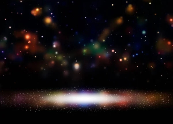 Σκούρα Φώτα Glitter Νύχτα Δείχνουν Στη Σκηνή Bokeh Κομψό Φακό — Φωτογραφία Αρχείου