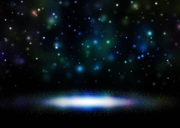 Σκούρο Μπλε Φώτα Glitter Δείχνουν Στη Σκηνή Bokeh Κομψό Φακό — Φωτογραφία Αρχείου