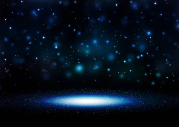 Luzes Brilho Azul Escuro Mostram Palco Com Bokeh Elegante Lente — Fotografia de Stock