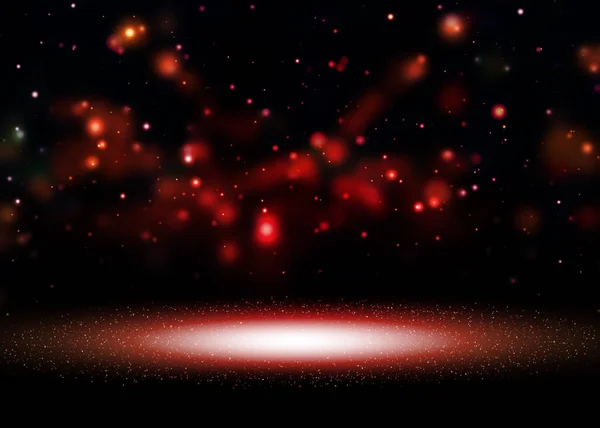 Luzes Brilho Vermelho Escuro Mostram Palco Com Bokeh Elegante Lente — Fotografia de Stock