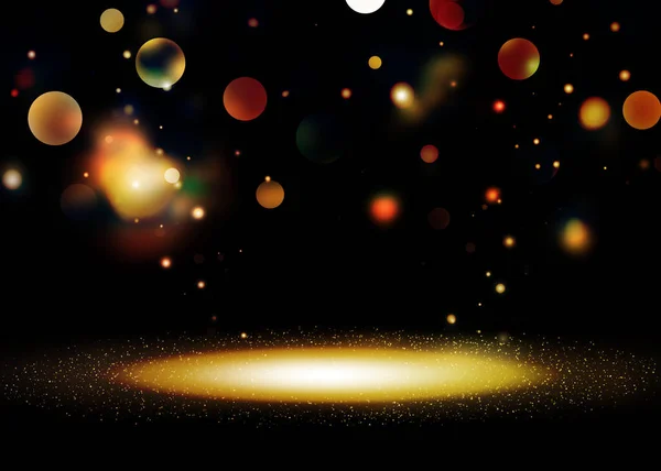 Σκούρο Χρυσό Glitter Φώτα Δείχνουν Στη Σκηνή Bokeh Κομψό Φακό — Φωτογραφία Αρχείου