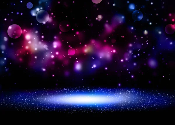 Donkerpaarse Glitterlichten Tonen Het Podium Met Bokeh Elegante Lens Flare — Stockfoto