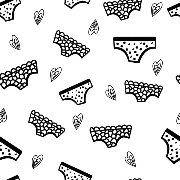 Kusursuz karalama iç çamaşırı deseni. El çizimi siyah kadın külotu. Cinsel sağlık ve kadın sağlığı kavramı. Külotlu kadın deseni. 