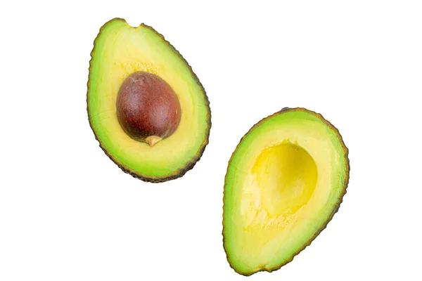 Whole Half Avocado Isolated White Background Close — Stock Photo, Image