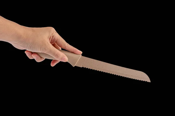 Hand Och Verktyg Kniv Isolerad Svart Bakgrund — Stockfoto