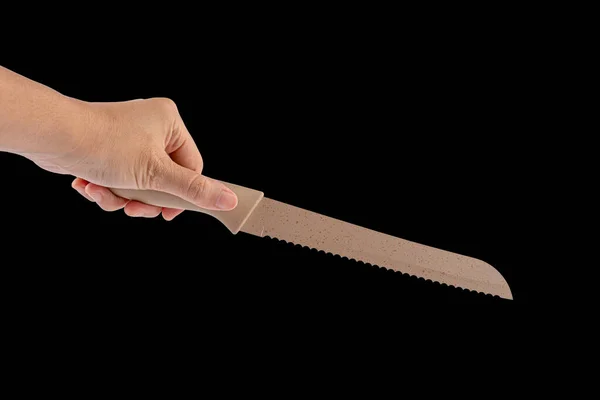 Nóż Ręczny Użytkowy Izolowany Czarnym Tle — Zdjęcie stockowe