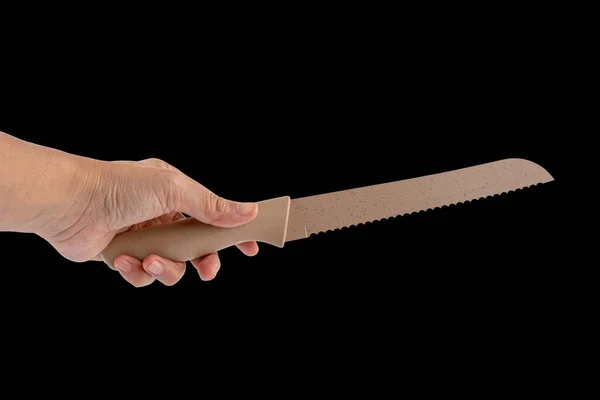 Hand Och Verktyg Kniv Isolerad Svart Bakgrund — Stockfoto