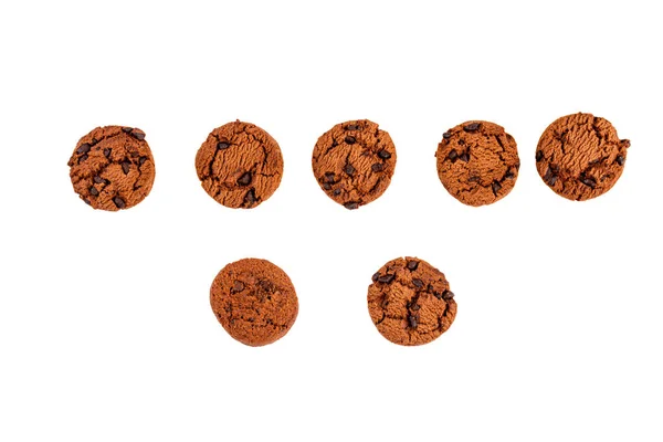 Chocoladekoekjes Geïsoleerd Transparante Achtergrond Zoete Koekjes — Stockfoto