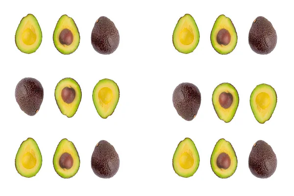 Whole Half Avocado Isolated White Background Close — Stock Photo, Image