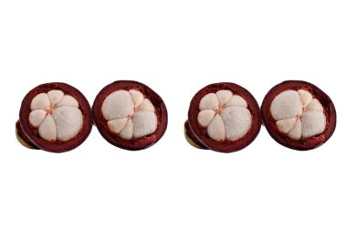 Beyaz arka planda izole edilmiş mangosteen meyvesi