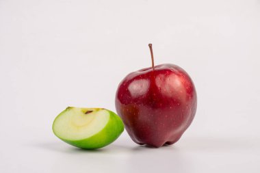 Fresh green apples and red apples isolated on white background