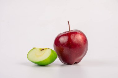 Fresh green apples and red apples isolated on white background