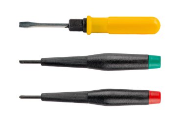 Yellow screwdrivers tools on transparent background
