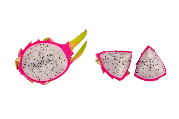 半分と白い背景で隔離のスライス Dragonfruit — ストック写真
