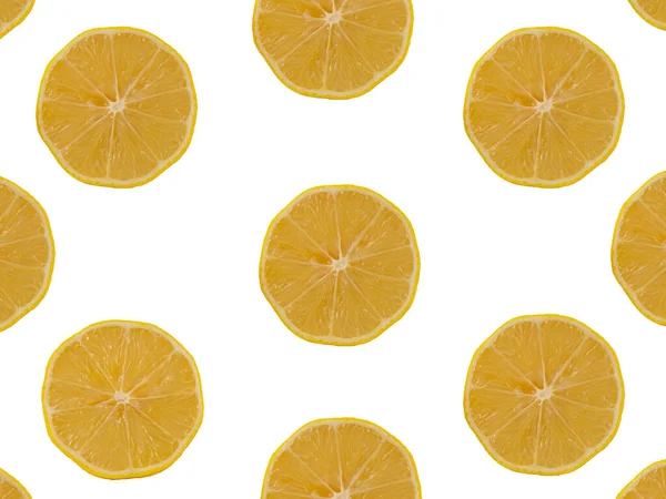 Rebanadas Frescas Frutos Limón Amarillo Aisladas Sobre Fondo Blanco — Foto de Stock