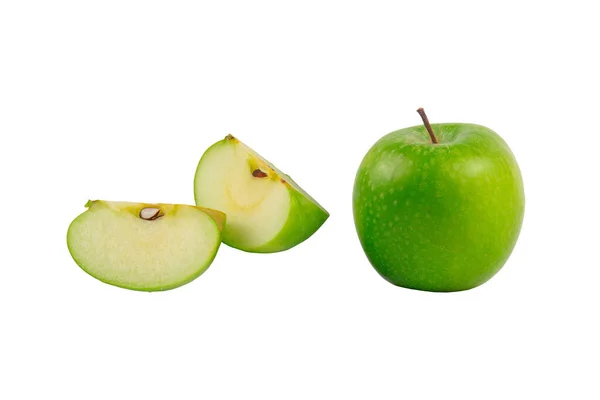 Świeże Zielone Jabłko Odizolowane Przejrzystym Tle — Zdjęcie stockowe