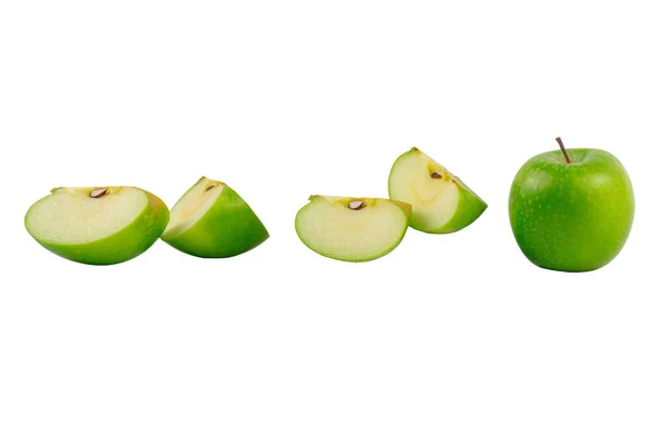 Świeże Zielone Jabłko Odizolowane Przejrzystym Tle — Zdjęcie stockowe