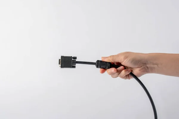 Conector Cable Mano Vga Aislado Sobre Fondo Blanco —  Fotos de Stock