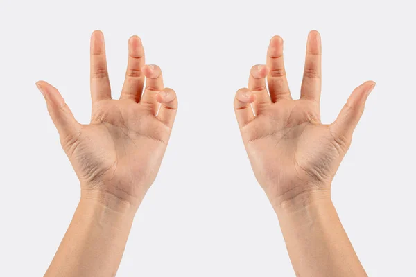 Hand Woman Showing Thumb Gesture White Background — Stock Photo, Image