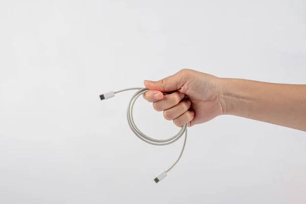 Kabel Ręczny Usb Izolowany Białym Tle — Zdjęcie stockowe
