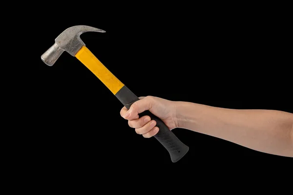 Hand Hammer Black Background — Stock Photo, Image