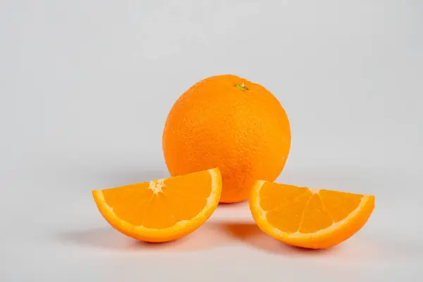Orange Slice Isolate Orange Fruit Half Slice Set White Background — Stock Photo, Image