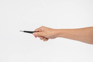 Beyaz arkaplanda el ve tornavida araçları