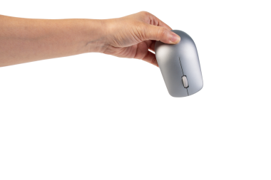 Şeffaf arkaplanda el ve bilgisayar faresi kablosuz.