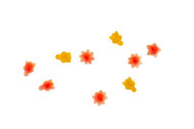 Çeşit çeşit şekerleme, sulu renkli jöleli şekerler. Şeffaf arkaplanda şekerleme