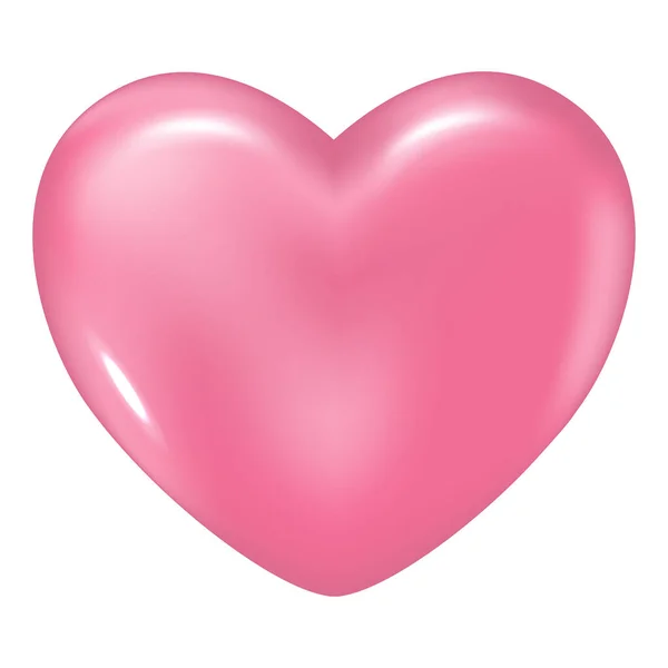 Rosa Herz Isoliert Auf Weißem Hintergrund Realistische Design Ikone Herz — Stockvektor