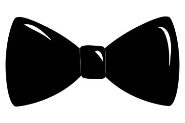 Beyaz arka planda izole edilmiş siyah papyon. Babalar Günü sembolü. Vektör çizimi. Vektör illüstrasyonu