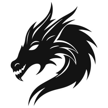 Ejderha logosu silueti. 2024 yılının sembolü. Vektör illüstrasyonu.