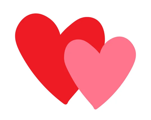 Beyaz arka planda izole edilmiş iki el çizilmiş kalp. Vektör illüstrasyonu.