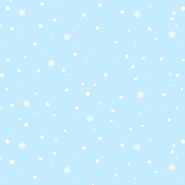 Mavi arka planda kusursuz pastel desenli kar yağışı. Vektör illüstrasyonu.