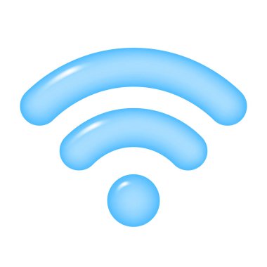 3d WIFI simgesi, kablosuz internet işareti, şeffaf arkaplanda izole edilmiş. Vektör illüstrasyonu.