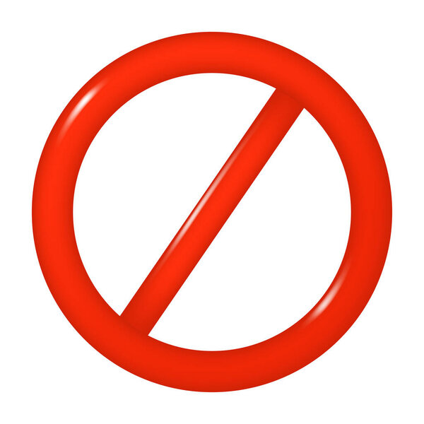 Red Forbidden Sign isolated on Transparent Background. 3d icon. Vector illustration.